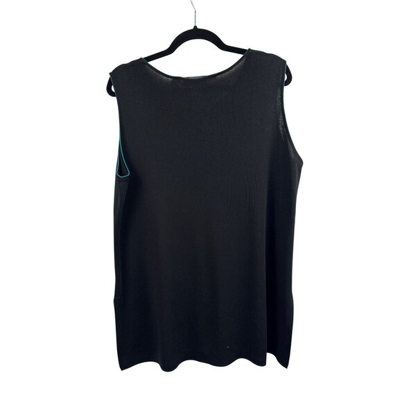 Women’s Howard Wolf Escape Size Large Black Sleeveless Blouse with Teal Stitchin - Picture 4 of 4